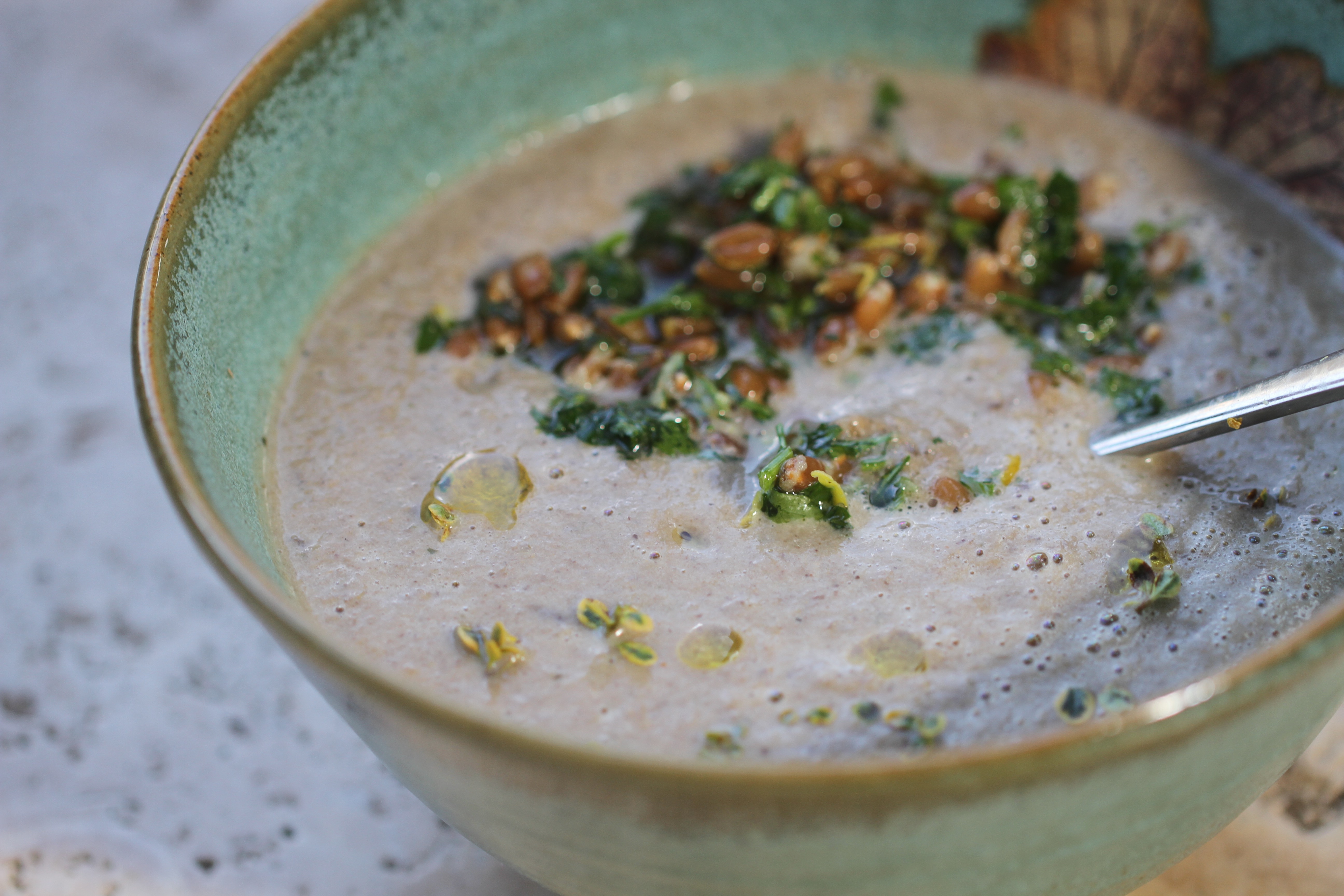 Wild Mushroom Soup with Spelt Gremolata