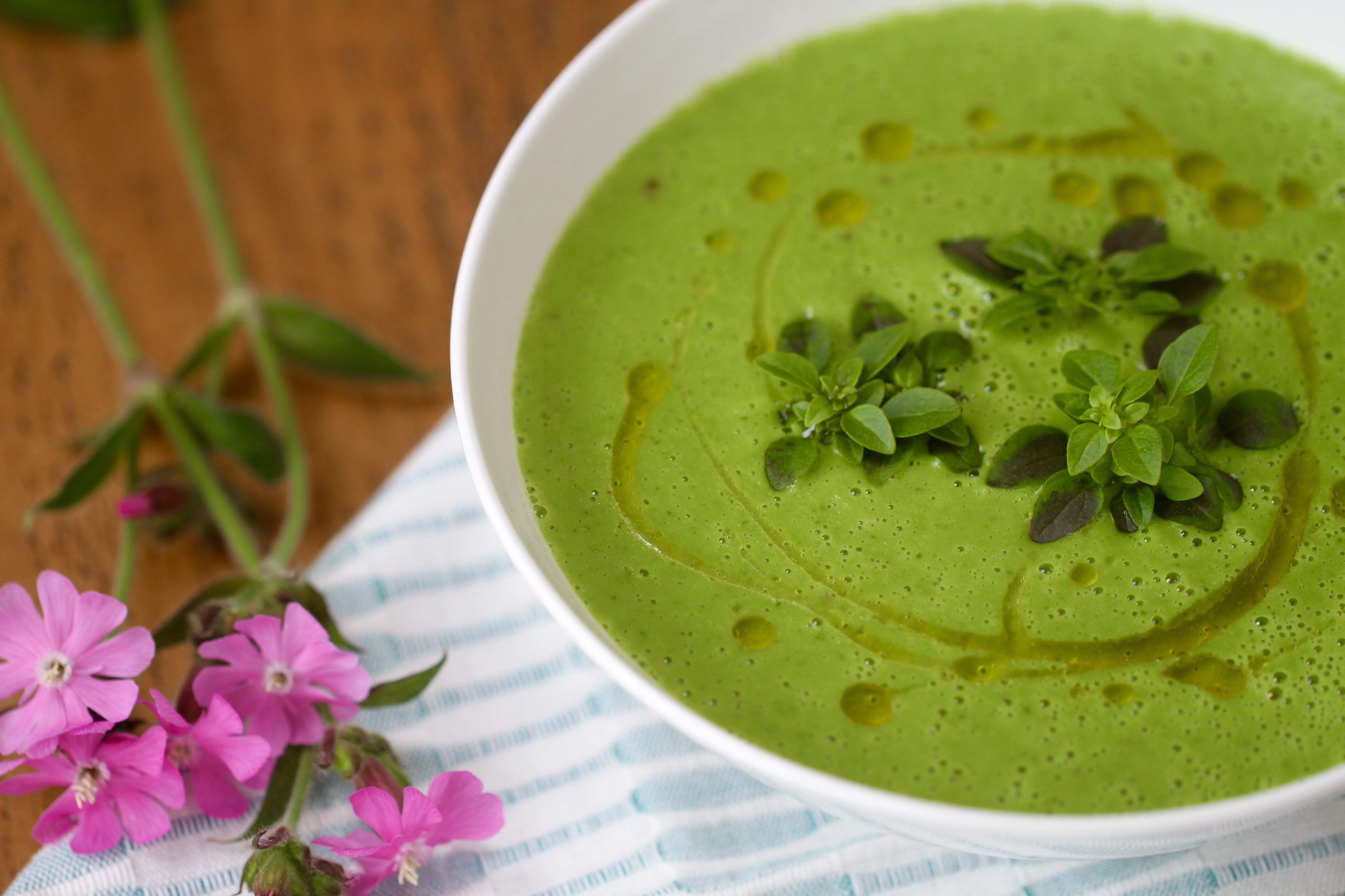 Pea & Coconut Soup with Garden Herbs