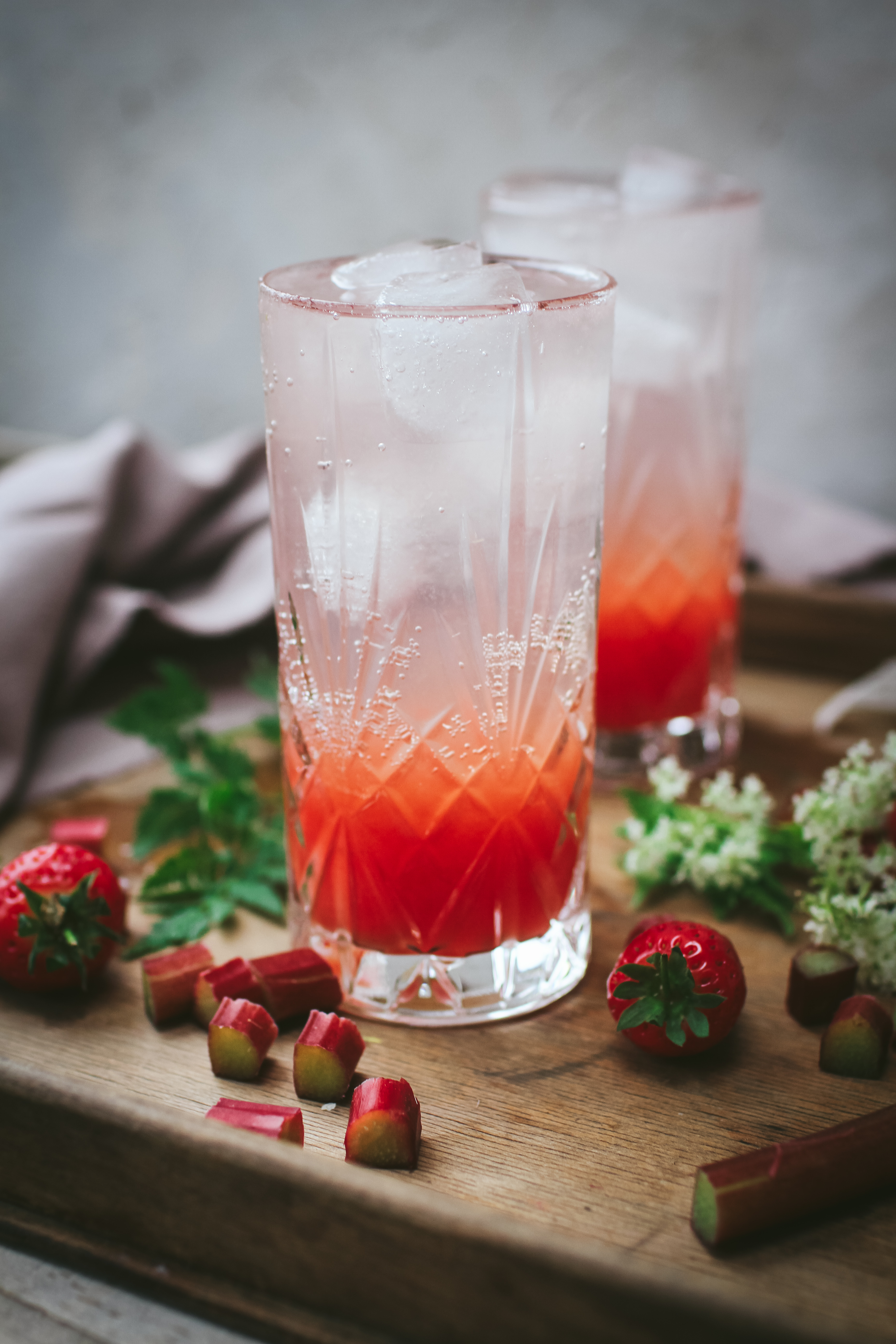 Rhubarb & Strawberry Collins